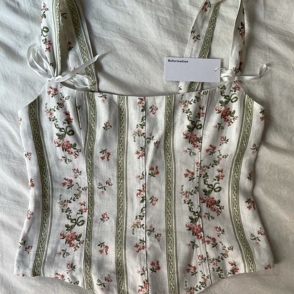 Nwt Reformation Minton Linen Top In 